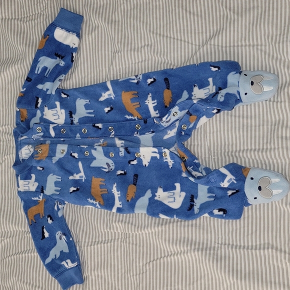 5/$25 Carter's Artic Animal Fleece Footie pajama Size 3M - Picture 7 of 7